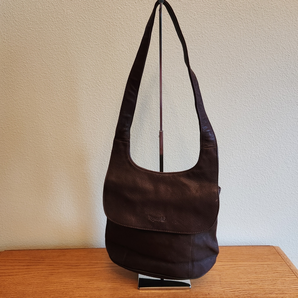 Tignanello Dark Brown Leather Shoulder Handbag